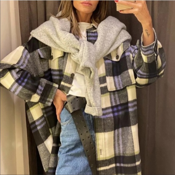 Zara hooded plaid over-shirt - Picture 4 of 12